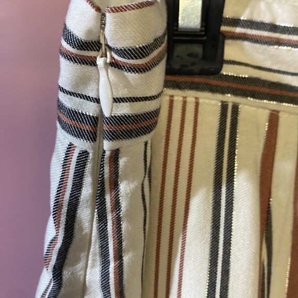 Loft Skirt 8 brown black cream striped A line midi fall long office church - Picture 9 of 11